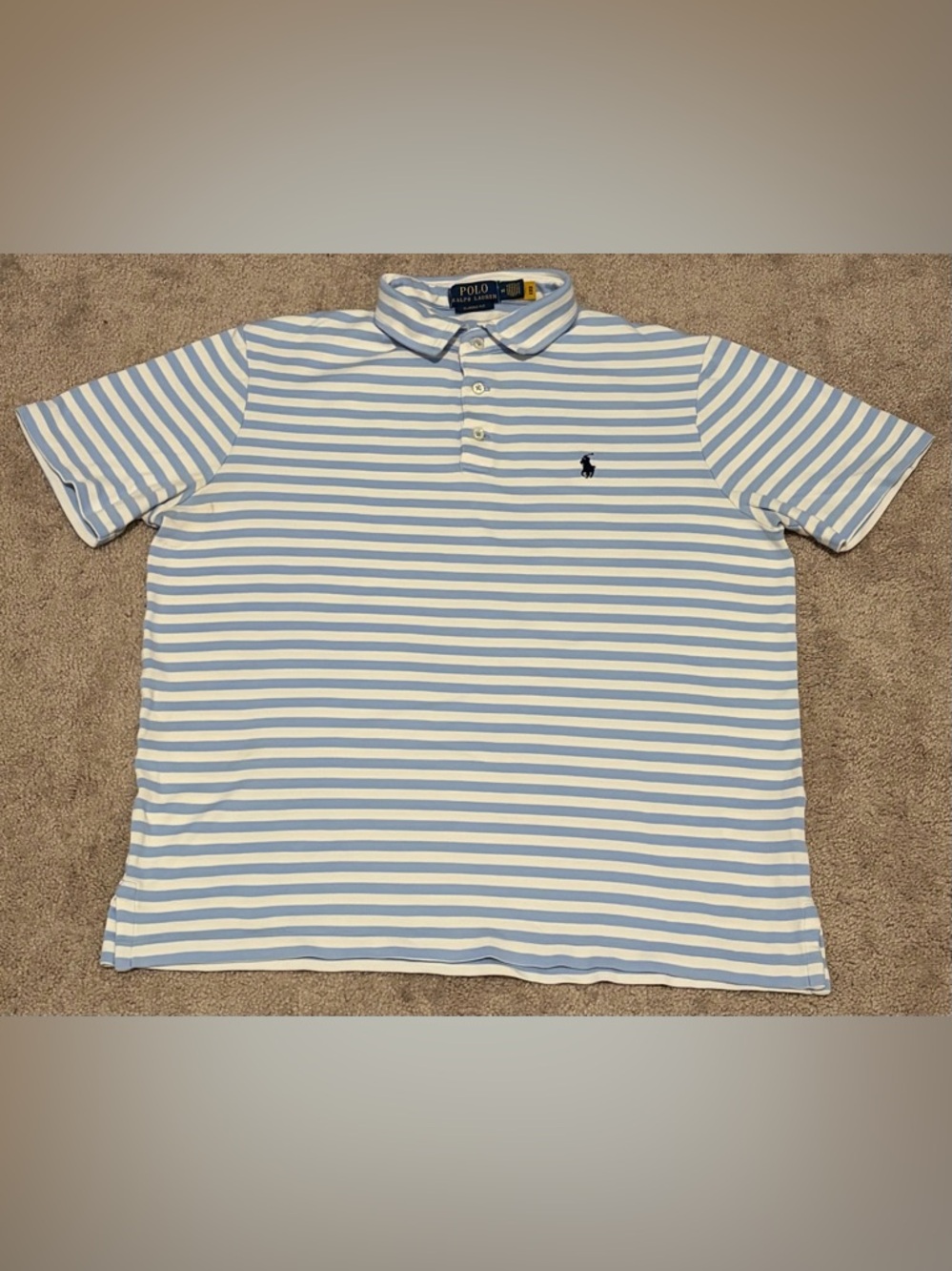 Polo Ralph Lauren Men’s Blue Striped Polo Classic Fit Size Medium